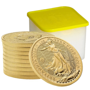 2026 Great Britain 24k Gold Britannia – King Charles III – Tube of 10 x 1 oz Coins (BU)