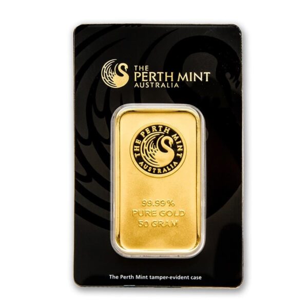 50 Gram Perth Mint Gold Bar .9999 fine in Assay