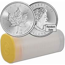 1 oz Silver Canadian Maple Leaf Tube of 25 Coins – Random Year
