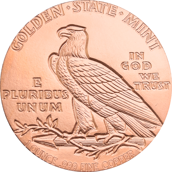 1 oz Copper Round Incuse Indian - Image 2