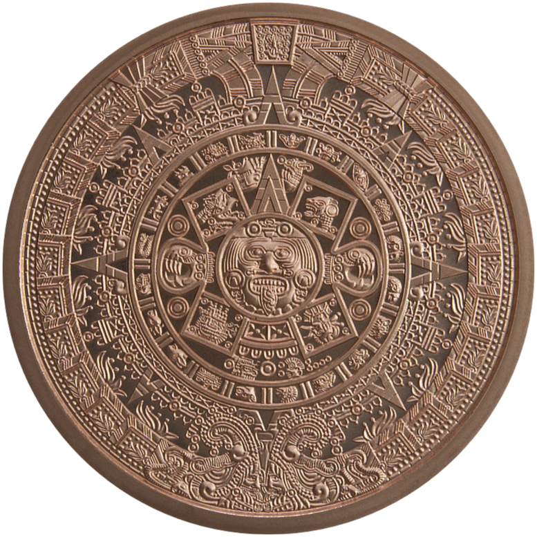 2 oz Copper Round Aztec Calendar - Image 2