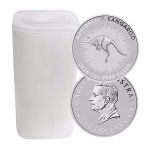1 oz Australian Silver Kangaroo – Tube of 25 - Random Year (BU)