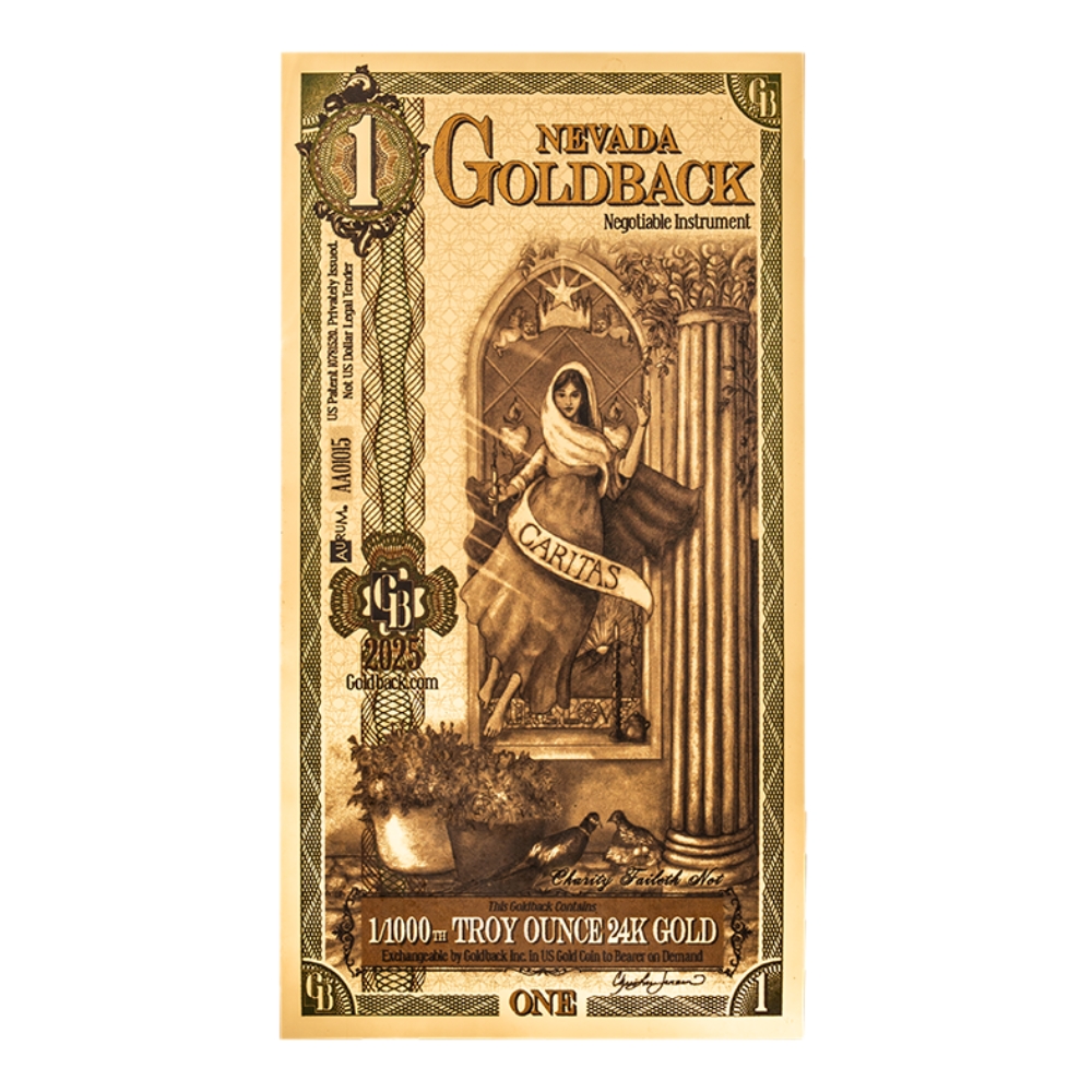 Nevada 1 Goldback Note - 100 Note Pack - Obverse (Front)